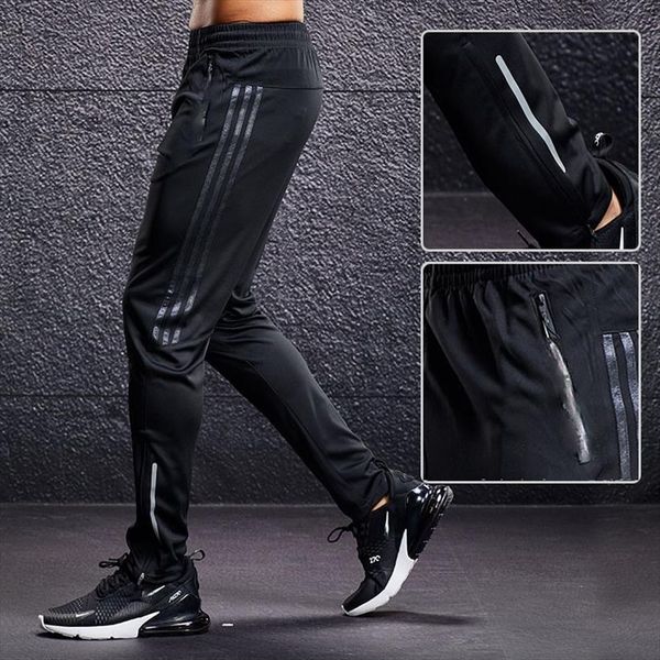 

sport running plus size women pants 5xl with zipper workout training joggings soccer fitness for male, Black