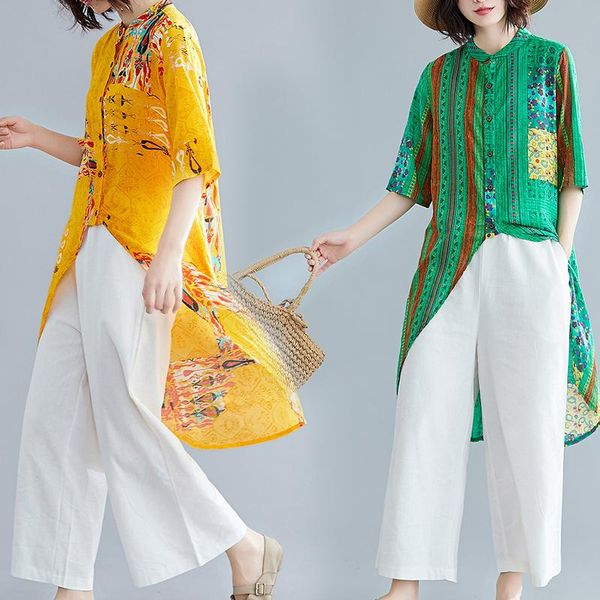 

women's tracksuits women set casual summer long print blouse and pants suit two 2 pieces boho chic gypsy fashion clothing female plus s, Gray