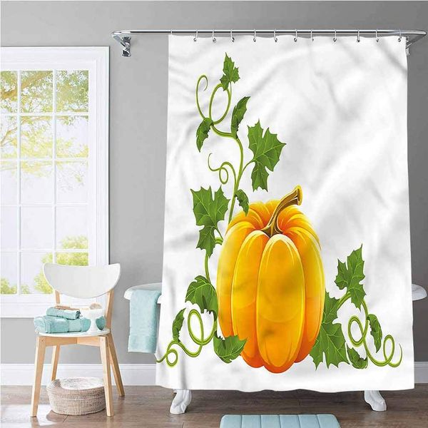 

pumpkin home decor waterproof bath bathroom curtains set ripe fruit autumn harvest waterproof total privacy washable bathroom 72