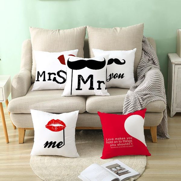 

cushion/decorative pillow lover couple mr mrs words printed case valentine's day gift cover for home bedroom sofa decorative cushion
