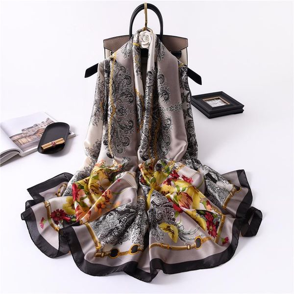 

scarves fashion 2021 women scarf summer sunscreen beach stoles lady shawls and wraps female silk pashmina hijabs, Blue;gray
