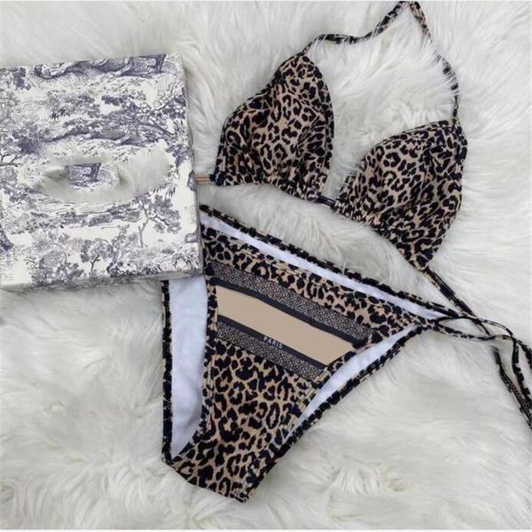

women leopard swimwear fashion letter print two pieces bikinis set 4 patterns personality elastic bodysuit swimsuit, White;black