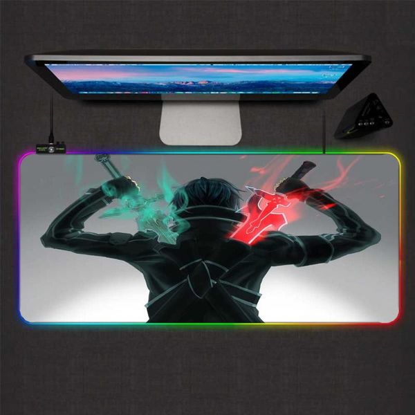 

mouse pads & wrist rests xgz animation pad rgb sword god field pattern led backlight large game player keyboard blanket desk90x40