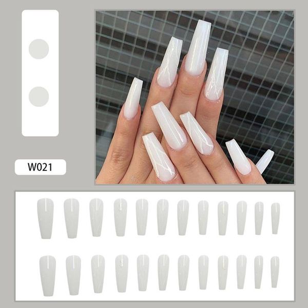 

false nails 24pcs white nail patch square head glue type removable long paragraph fashion manicure save time ne, Red;gold