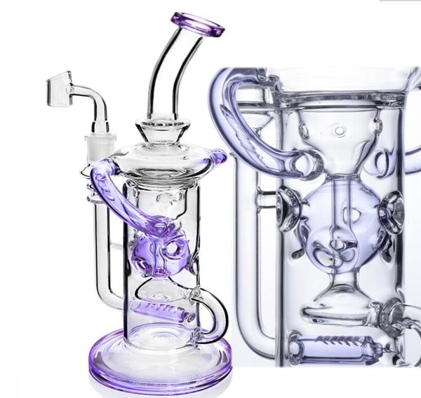 Costruisci bong viola spessi e inebrianti Dab Rigs Narghilè Tubi per l'acqua in vetro Fumo per tabacco Matrice stereo Perc 12,6 pollici di altezza con giunto 14 mm