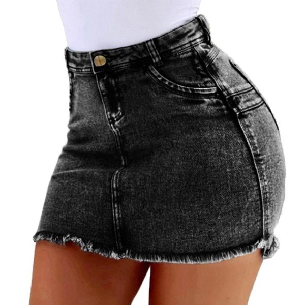 

skirts 2021 version wild casual stretch bodycon high waist bag hip denim short female summer slim fit mini skirt plus size, Black