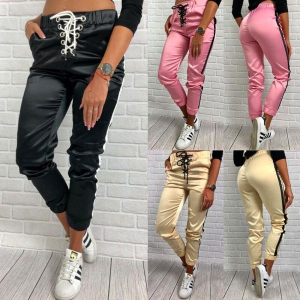 

women's pants & capris 2021 women skinny long trousers ol casual bow-knot fashion slim comfy, Black;white