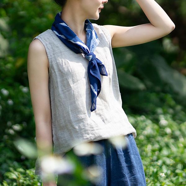 

women's t-shirt summer linen v-neck vest loose casual sleeveless female a20, White