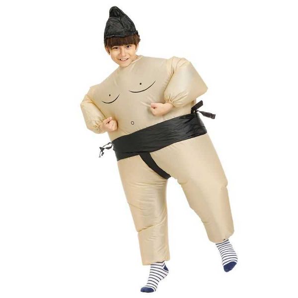 

50le sumo wrestler costume inflatable suit blow up outfit cosplay party dress for kid and q0910, Blue