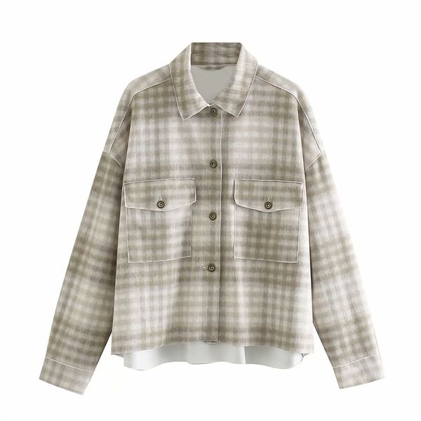 

women's jackets women stylish plaid oversize long outwear ladies fashion single breasted khaki loose shirt jacket chic girl coats, Black;brown