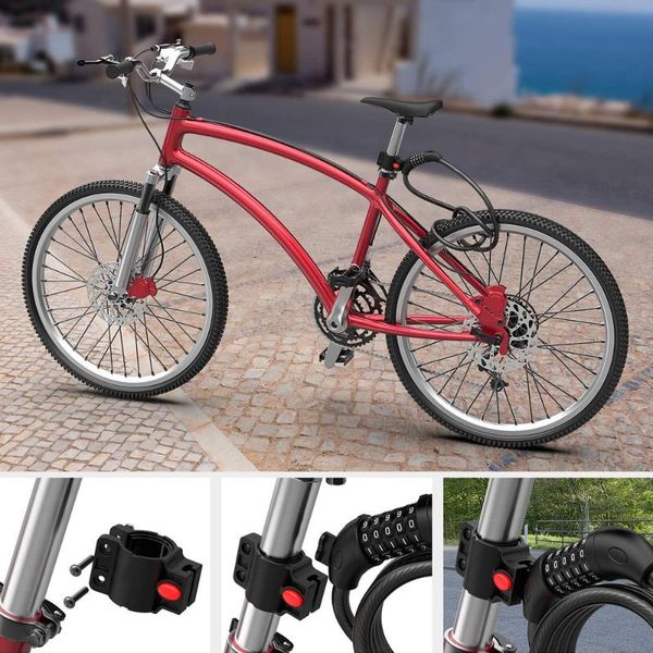 

bike locks lock 5-digit resettable number chain cable (black)