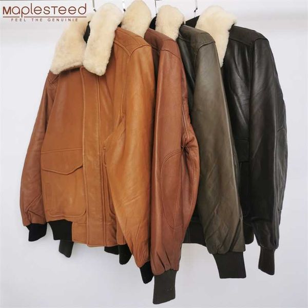 

clearance sale 100% sheepskin soft men leather jacket quilted flight jacket men skin coat collar removable early winter m176 211222, Black