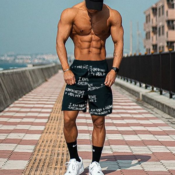 

men summer shorts casual fashion knee length hip hop streetwear basketball jogger cotton pants, White;black