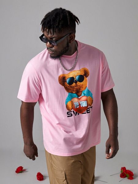 

extended sizes men cartoon and letter graphic tee f7yj#, White;black