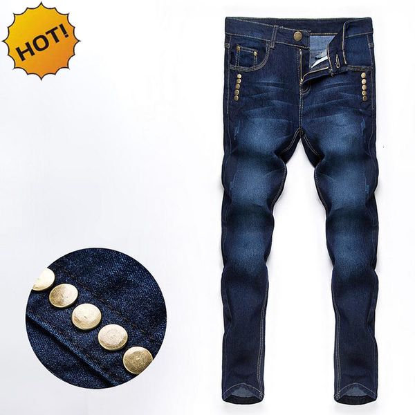 

men's jeans indoor straight cowboy pants biker ny solid denim blue overalls men rivet teenager trousers 5wdz