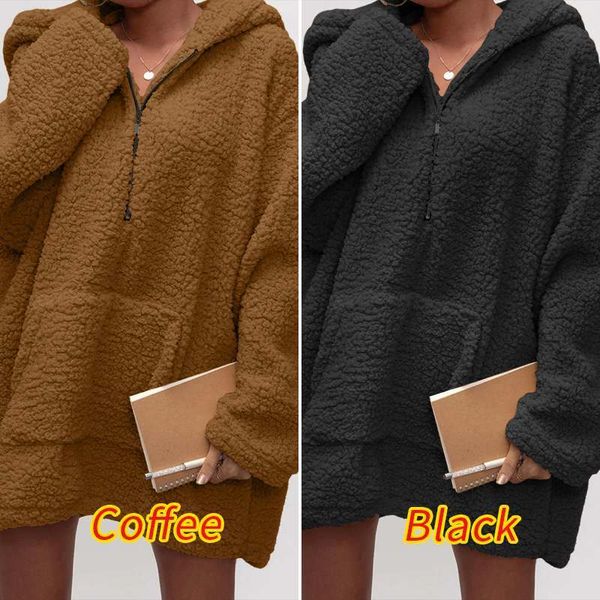 

sweaters oversized women's coats female long sleeve hooded jackets 2021 vonda casual warm hoodies sweatshirts pullover plus size, White;black