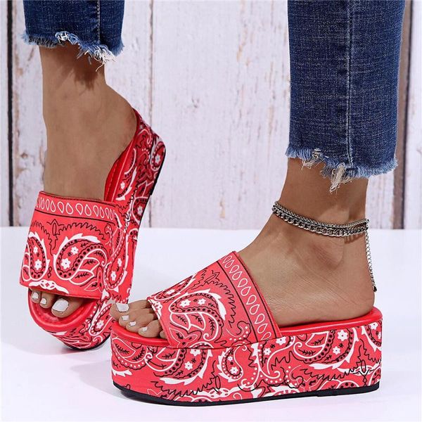 

slippers women's shoes summer style thick soled wedge soft comfortable home outdoor fashion sandals, Black