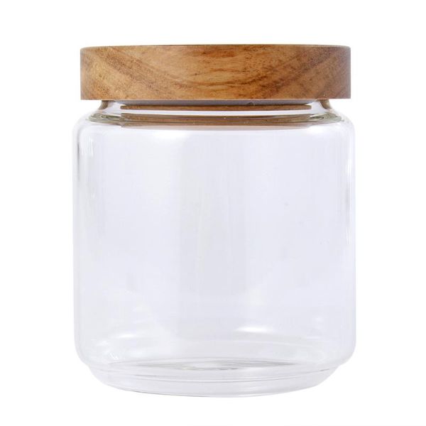 

1pc transparent high borosilicate glass grain container sealed jar storage box for home (400ml) bottles & jars