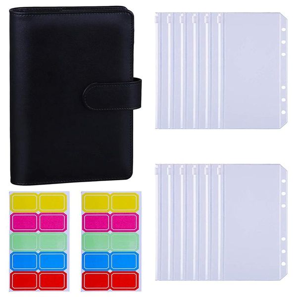 

gift wrap pu binder sleeve with 12 pcs a6 bag 6 buckle cash budget