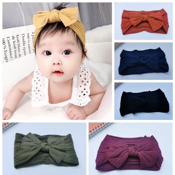 

hair accessories 1 pcs solid color handmade bows elastic nylon hairband diy children headwear sweet baby girls party decoration, Slivery;white