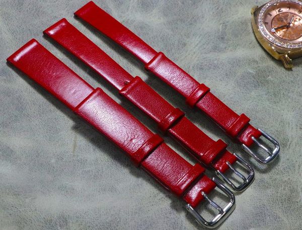 

watch bands for ladies fashion red ultra-thin watchbands 12 14 16 18mm genuine leather accessories straps soft cozy woman cowhide belt, Black;brown