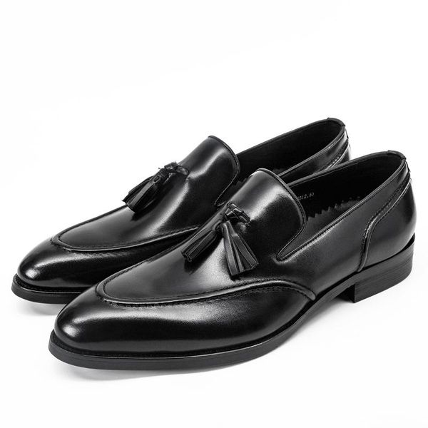 

dress shoes business casual mens loafers men designer british retro cowhide, Black