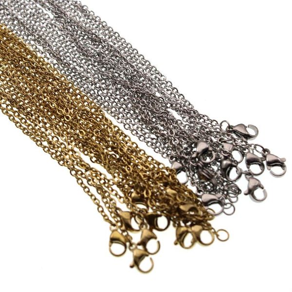 

5pcs/lot gold stainless steel link chains necklaces fashion diy jewelry making cuban lobster clasp chain crafts, Silver