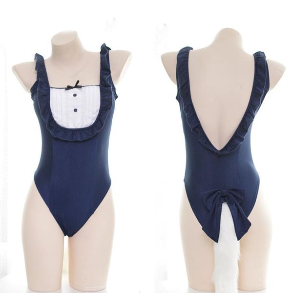 

minimalist highstreet solid slim fitted halter round neck skinny summer bodysuit anime women sukumizu streetwear swimsuit one-piece sui