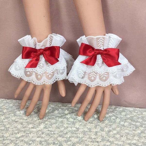 

five fingers gloves nonsar lolita hand sleeve lace soft japanese girl sweet wrist decoration multicolor, Blue;gray