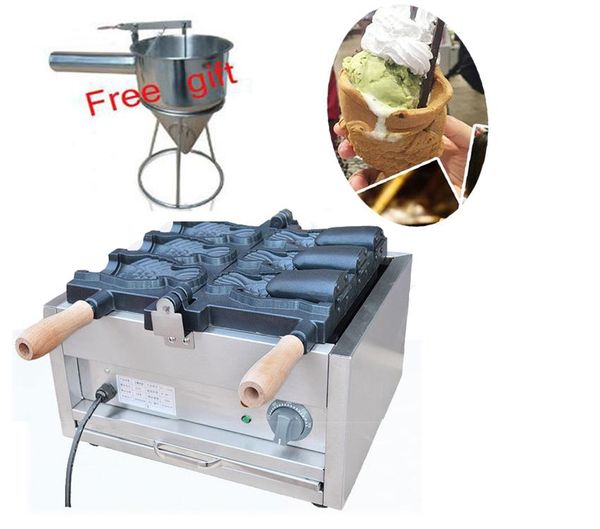 

gas or electric type 3 pcs big fish ice cream taiyaki maker machine open mouth waffle bread makers