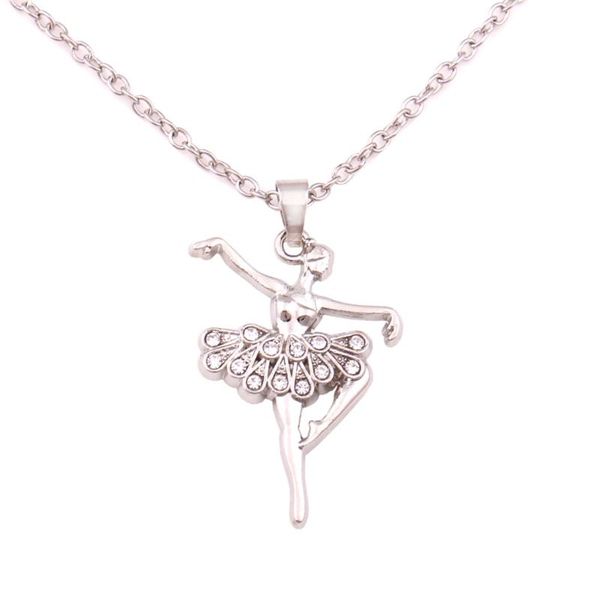 

pendant necklaces multicolor christmas dancing ballerina dancer ballet dance necklace charm for women gros collier femme jewellery, Silver