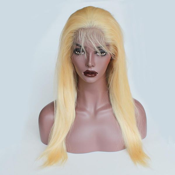 

lace wigs zigzag hair blonde #613 13x4 front wig for black women straight 130% density pre plucked natural hairline with baby, Black;brown