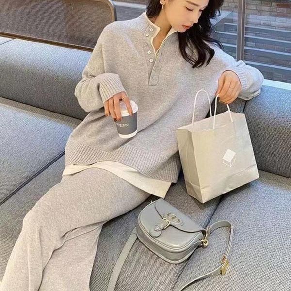 

women's two piece pants knitted sportswear two-piece suit w032, White