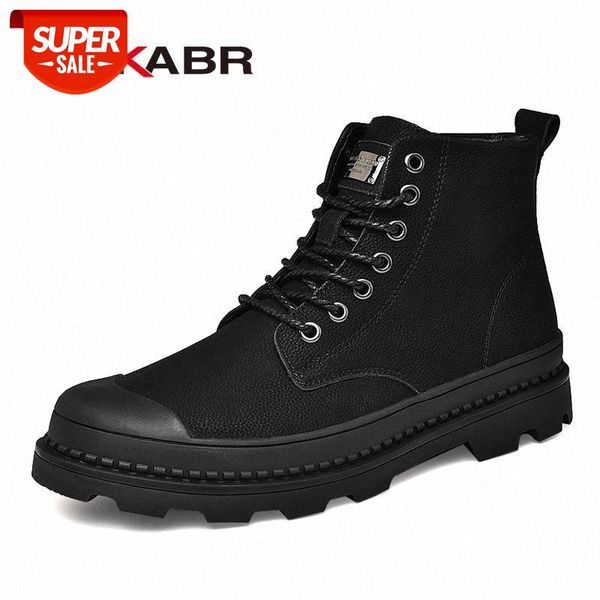

dekabr men genuine leather boots casual british design non slip real leather ankle boots for fashion men warm snow shoes #yy7w, Black