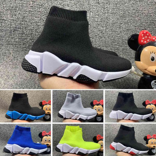 

kids shoes girl boy slip on shoes sock boot shoe kids running sport sneakers fashion soccer boots size eur 24-35, Black