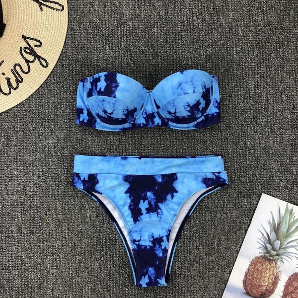 

blue tie dye bikini bikinis women bathing suit designer swimsuit underwired bra push up swimwear swimming suit for womenb