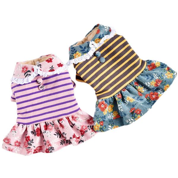 

cat costumes stripe vintage dog pet dress coat pink green winter warm floral skirt xs xxl outift clothes apparel xxxl supplies