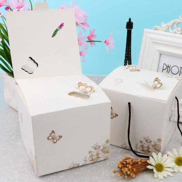 

gift wrap 3d butterfly pattern cookie candy packaging box portable handle cake chocolate paper wedding party decoration