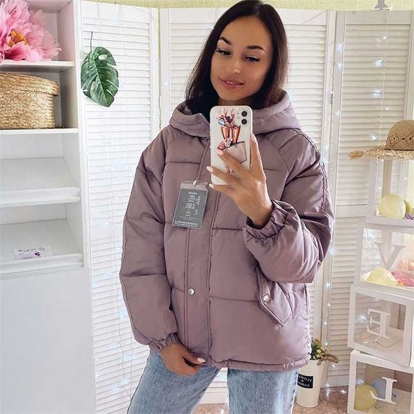 

women parkas jacket fashion solid thick warm winter hooded jacket coat winter parkas solid outwear jacket 211130, Black