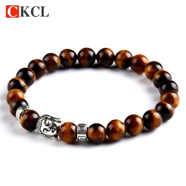 

charm bracelets black lava stone buddha beads bracelet elastic rope chain natural for mens and women jewelry wholesale, Golden;silver
