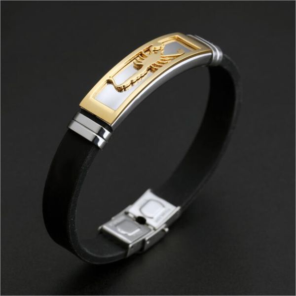 

cuff titanium steel gold braid men's leather bracelet, White