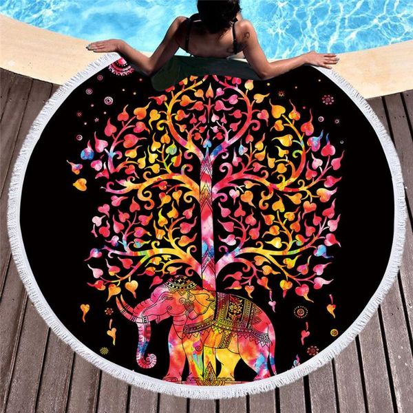 

towel round beach floral printed women lady bohemian style yoga mat retro 150cm