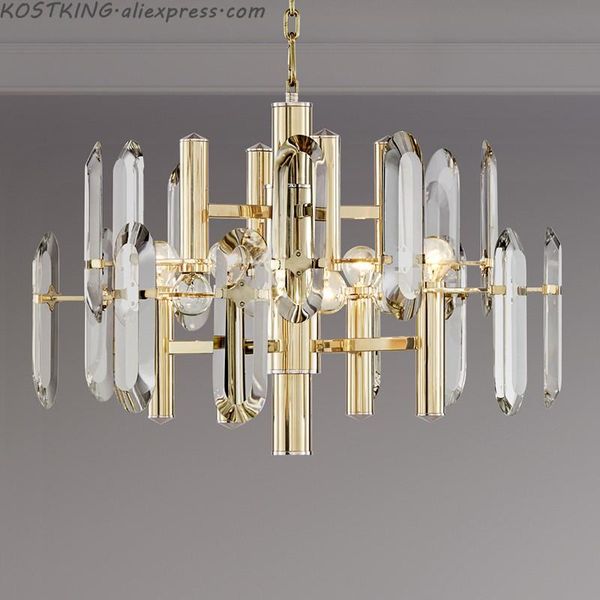 

chandeliers postmodern minimalist light luxury designer modern living room restaurant villa simple metal crystal chandelier