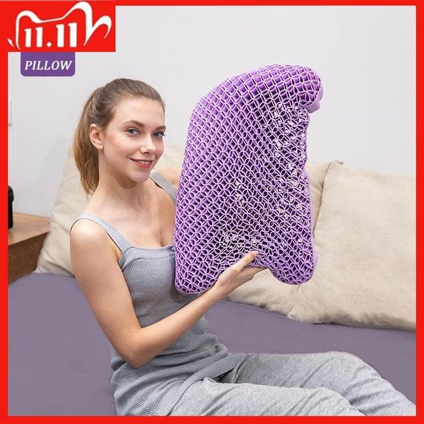

washable pillow tpe high elasticity orthopedic neck shoulder pain protection cervical pillows with cover cool sleep purple