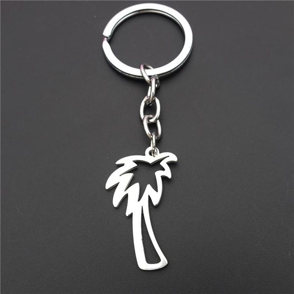 

keychains coconut tree keyring stainless steel palm teen boys jewelry, Silver