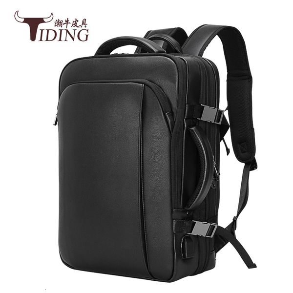 

expandable backpack multi-level leather men's bag multifunctional hand large capacity business