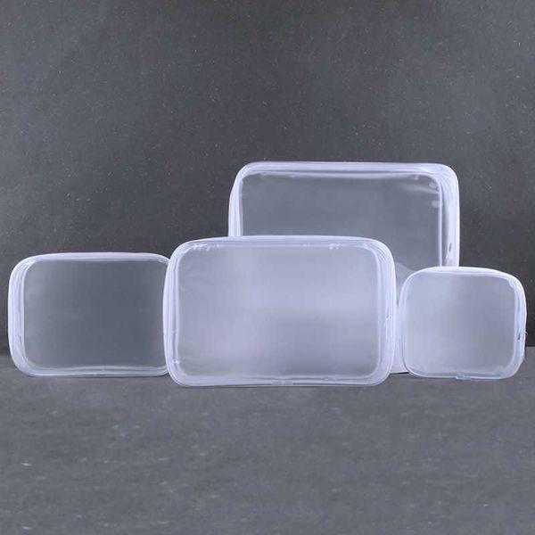 

4pcs white transparent cosmetic bag waterproof makeup bath organizer travel toiletry case wash beauty kit bags & cases