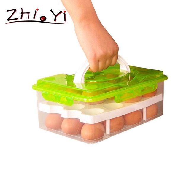 

storage bottles & jars 24 grid egg container box bilayer basket food organizer home kitchen gadgets items accessories supplies cases