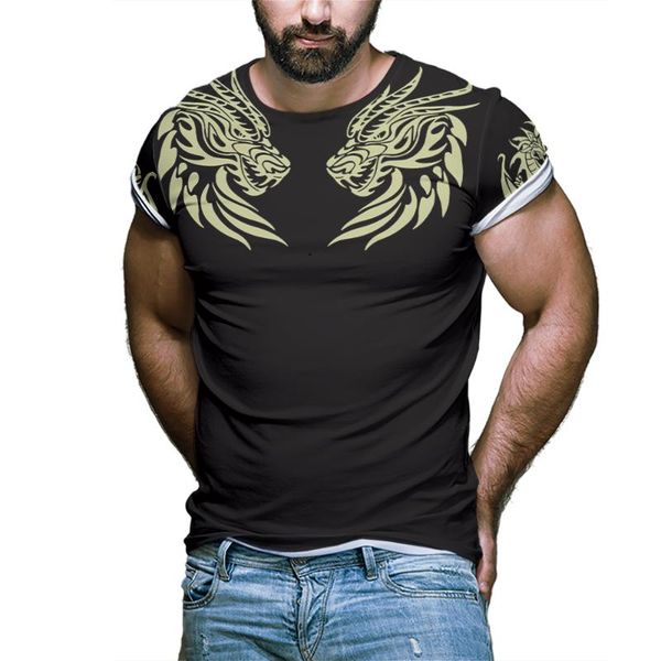 

men's t-shirts hand-painted chinese elements animal t-shirt summer o-neck tshirt harajuku shirt streetwear tshirts, White;black
