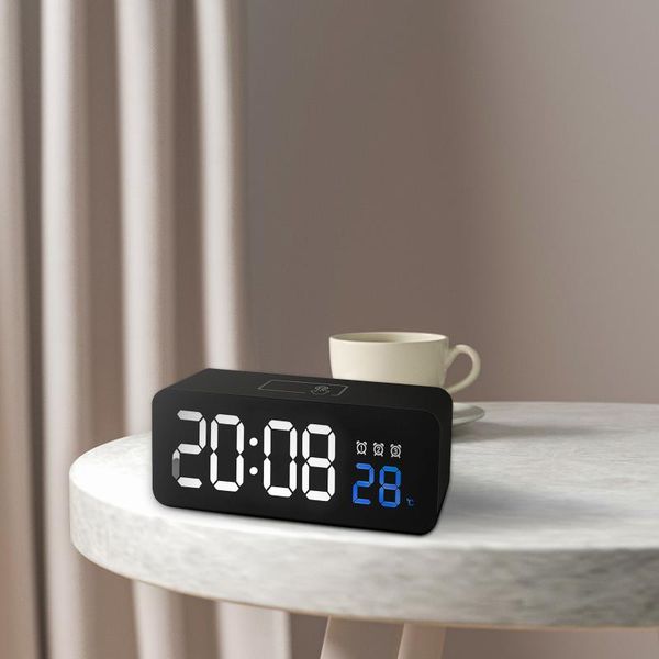 

desk & table clocks digital mirror alarm clock led voice control snooze time temperature display night mode arrival accessories g3
